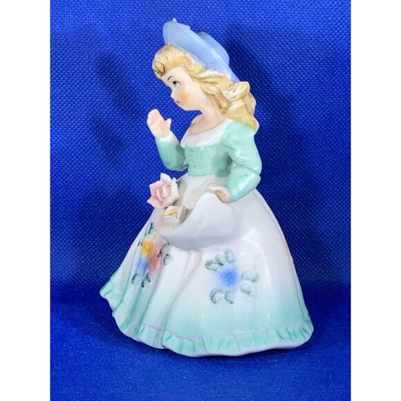 Vintage Porcelain Girl Figurine With Flowers On Apron - Picture 2 of 7